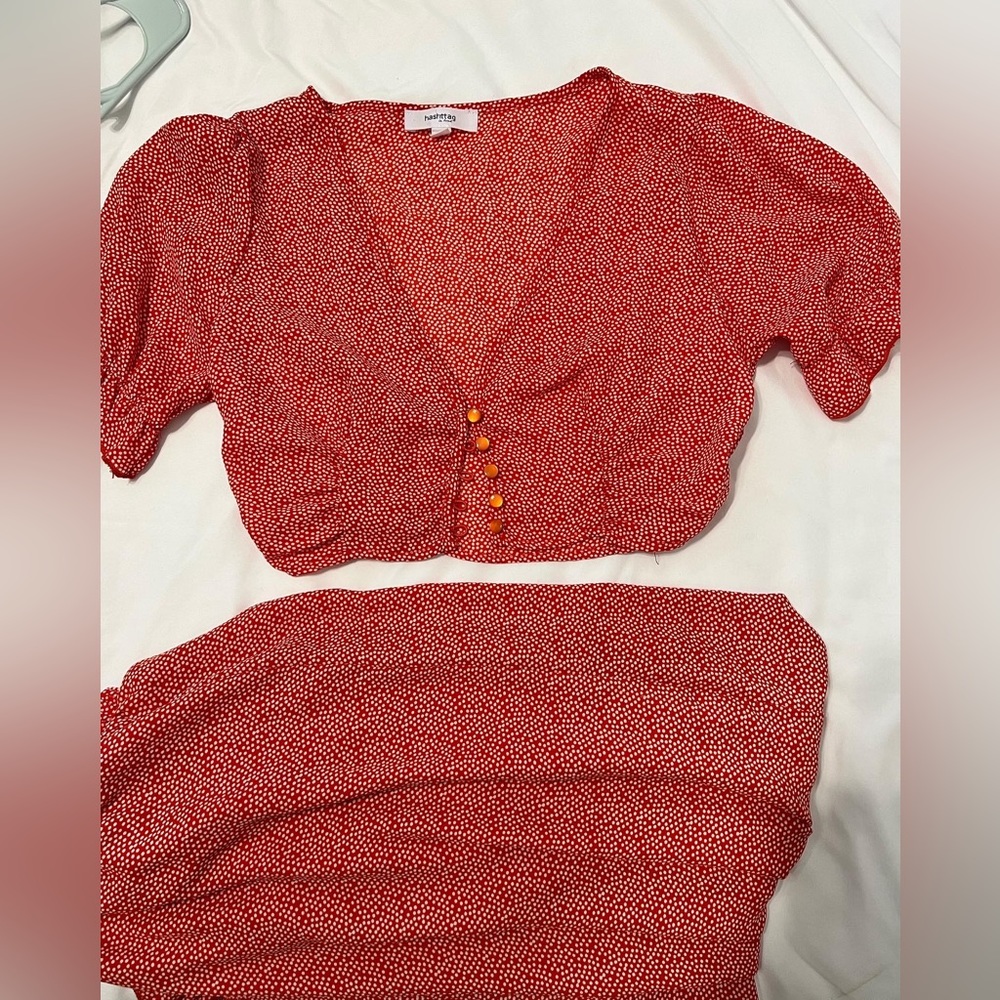 red skirt & crop top set. brand new w/o tags, size small!